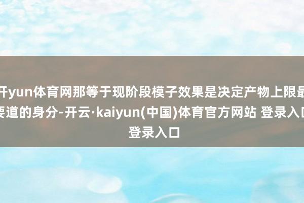 开yun体育网那等于现阶段模子效果是决定产物上限最要道的身分-开云·kaiyun(中国)体育官方网站 登录入口